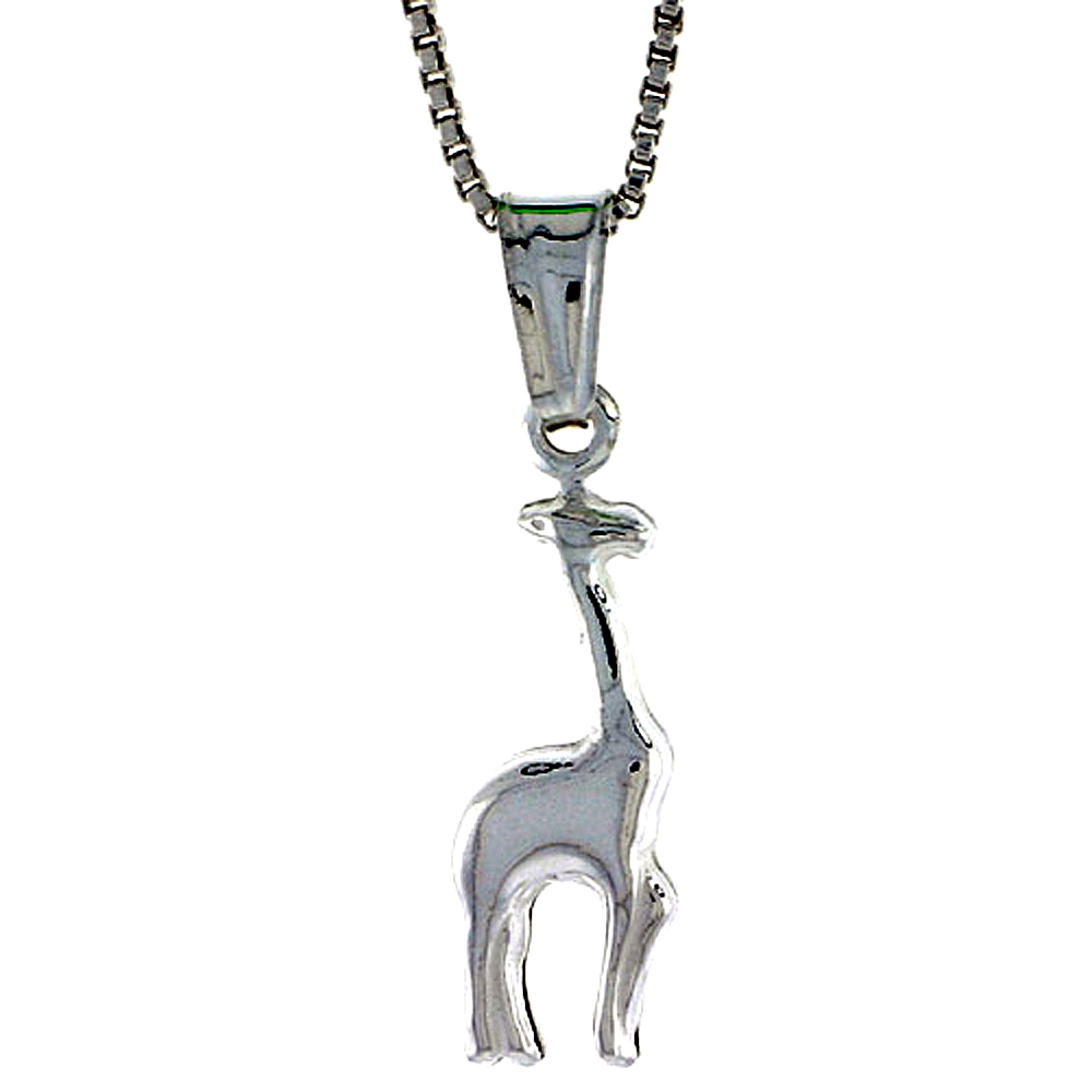 STERLING SILVER GIRAFFE PENDANT HOLLOW ITALY 11/16 INCH (18 MM) TALL