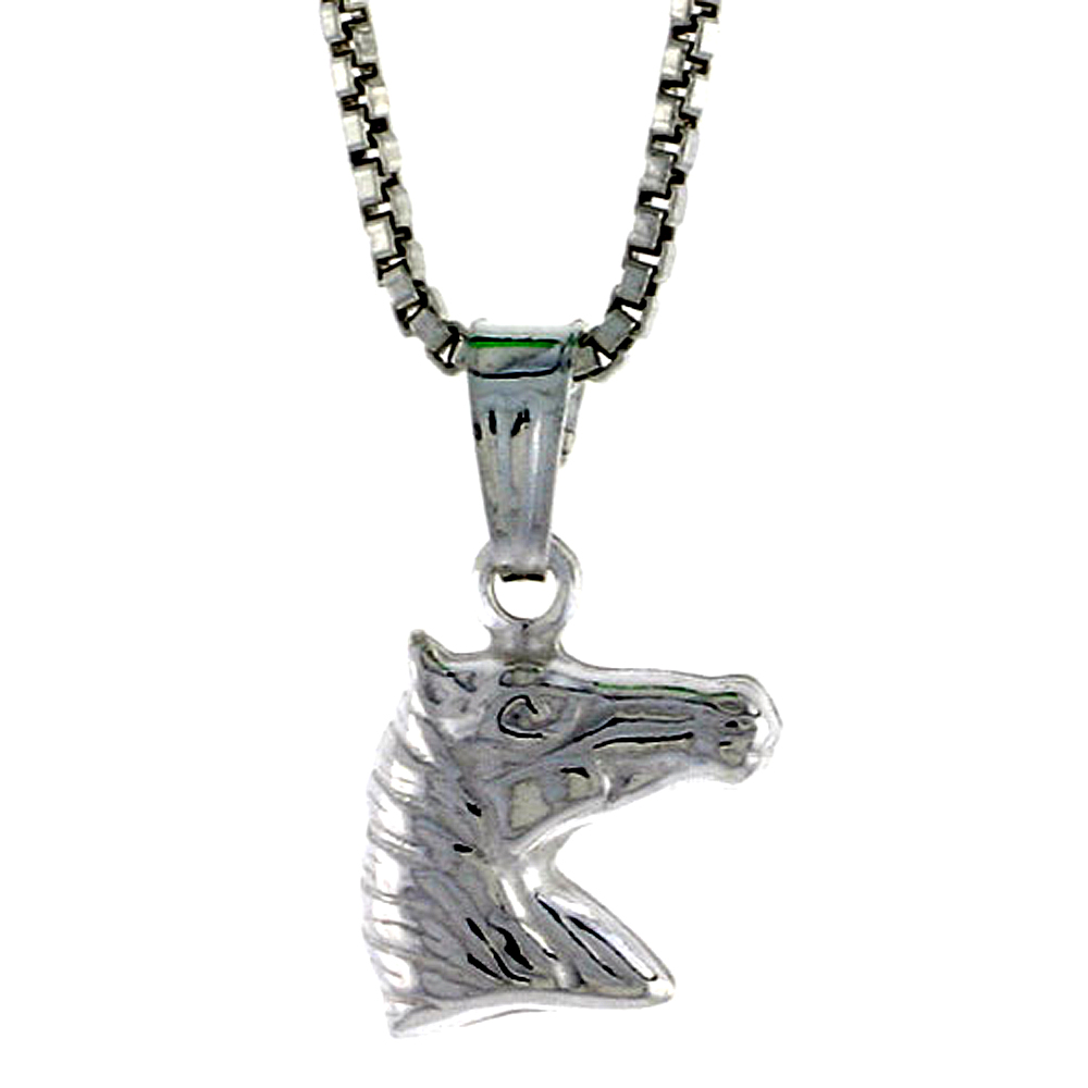 STERLING SILVER TEENY HORSE HEAD PENDANT HOLLOW ITALY 5/16 INCH (8 MM) TALL