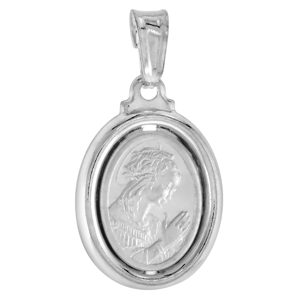 STERLING SILVER A PRAYING PENDANT HOLLOW ITALY 3/4 INCH (19 MM) TALL NO CHAIN