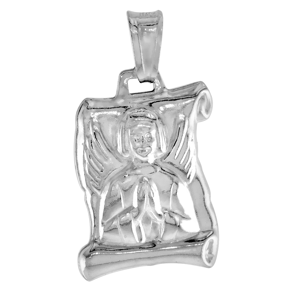 STERLING SILVER ANGEL PENDANT HOLLOW ITALY 3/7 INCH (19 MM) TALL NO CHAIN