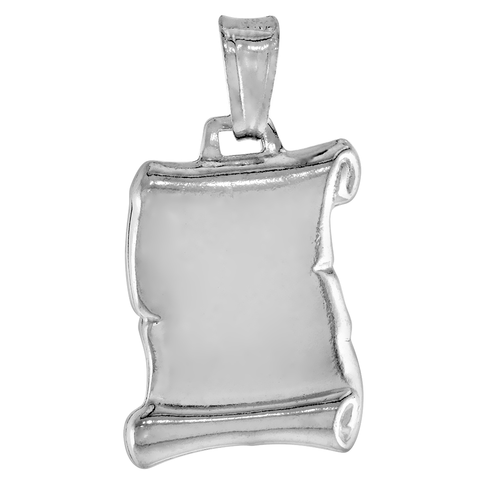 STERLING SILVER PLAIN SCROLL PENDANT HOLLOW ITALY 11/16 INCH (18 MM) TALL NO CHAIN (NO CHAIN)