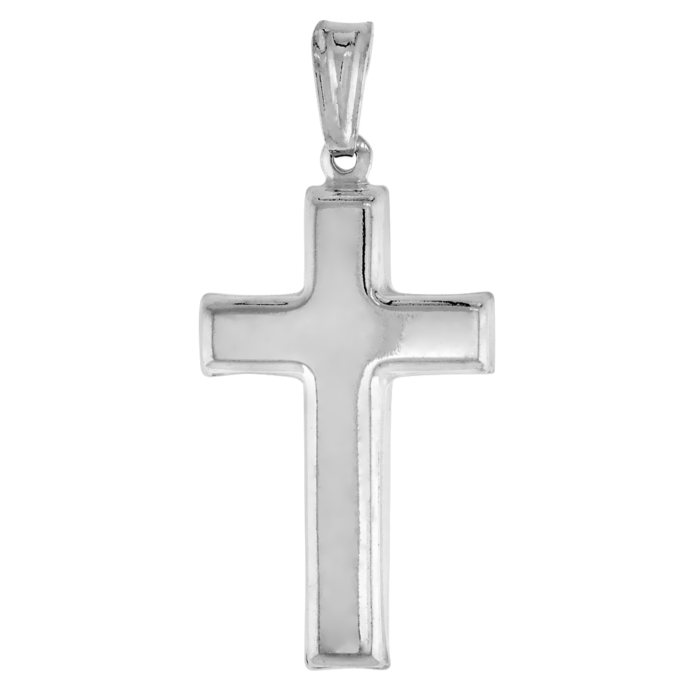STERLING SILVER CROSS PENDANT, MADE IN ITALY. 1 1/16 IN. (27 MM) TALL NO CHAIN