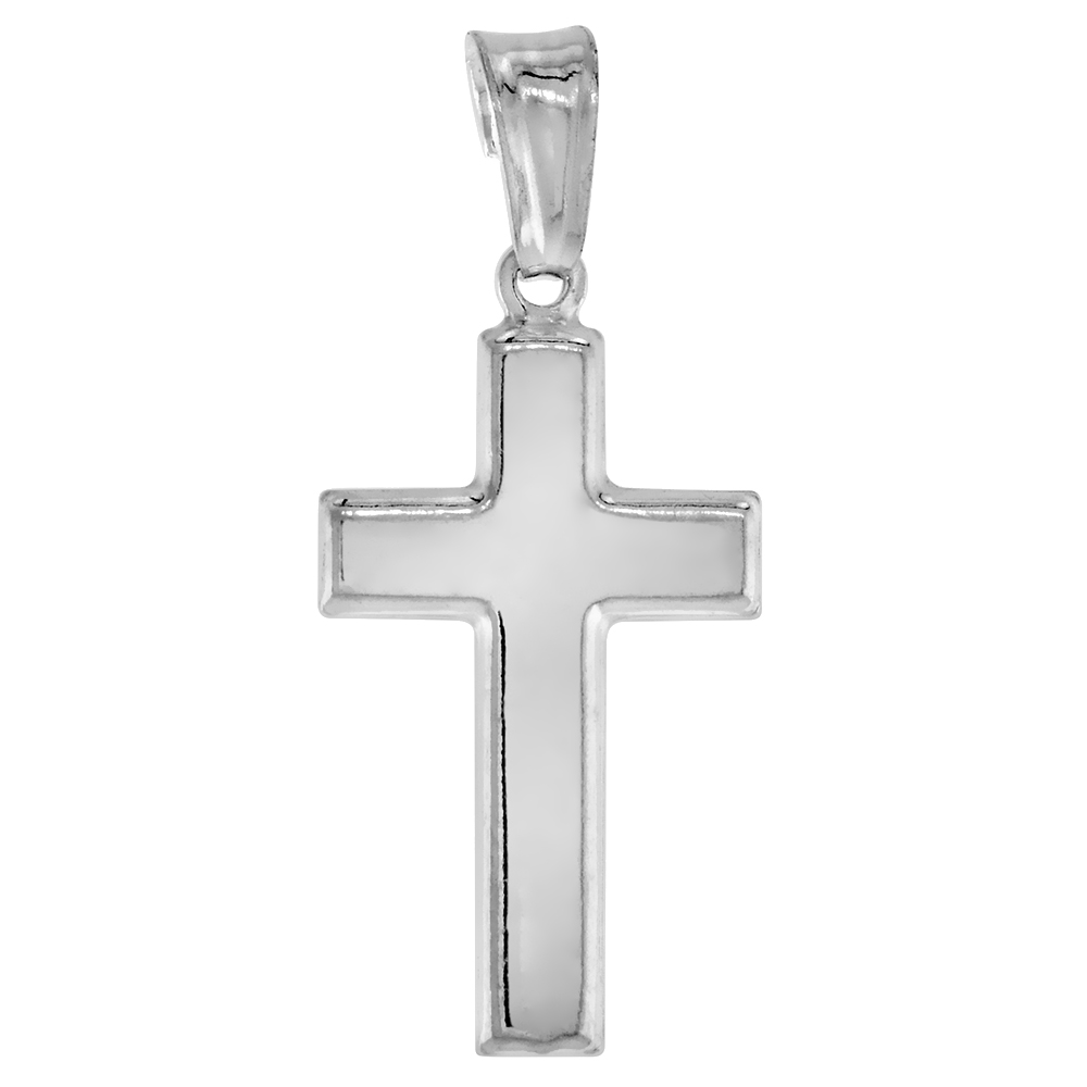 STERLING SILVER CROSS PENDANT HOLLOW ITALY 7/8 INCH (22 MM) TALL NO CHAIN