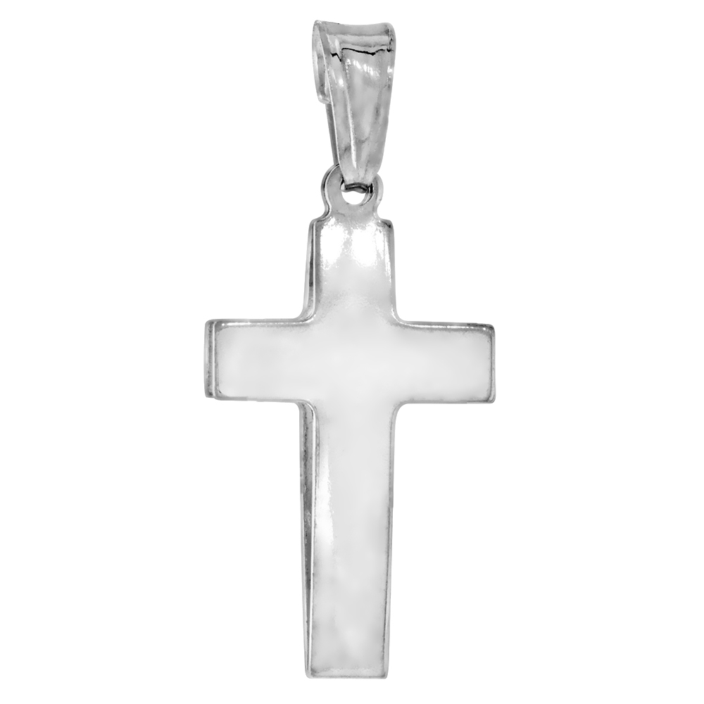 STERLING SILVER CROSS PENDANT HOLLOW ITALY 7/8 INCH (22 MM) TALL NO CHAIN
