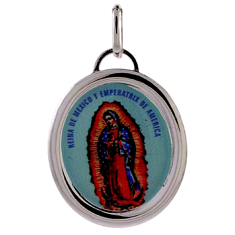 STERLING SILVER GUADALUPE CHARM MADE IN ITALY 1 INCH TALL