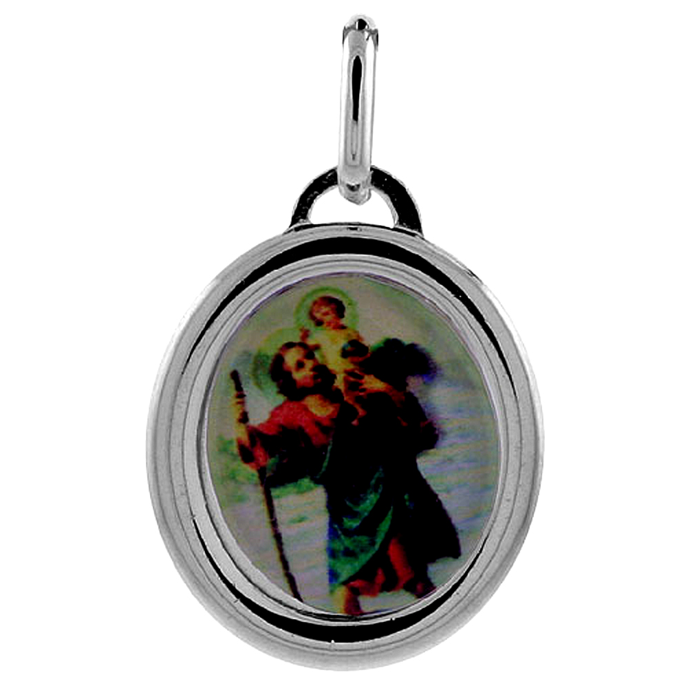 Sterling Silver Saint St Christopher Charm Made in Italy 3/4 inch tall