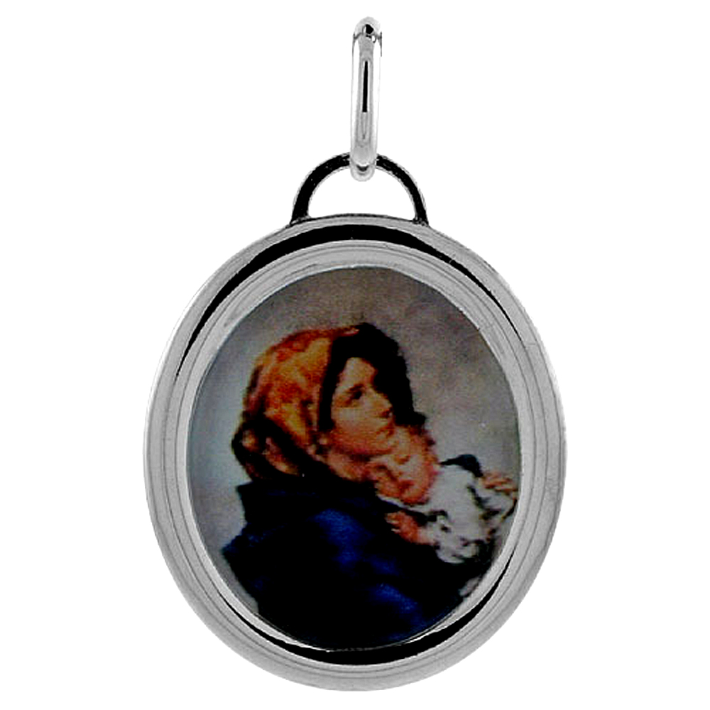 STERLING SILVER MOTHER MARY & HOLY CHRIST CHARM MADE IN ITALY 1 INCH TALL