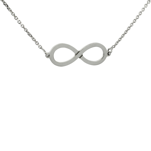 18 inch Sterling Silver Infinity Necklace Platinum Coated, Italy