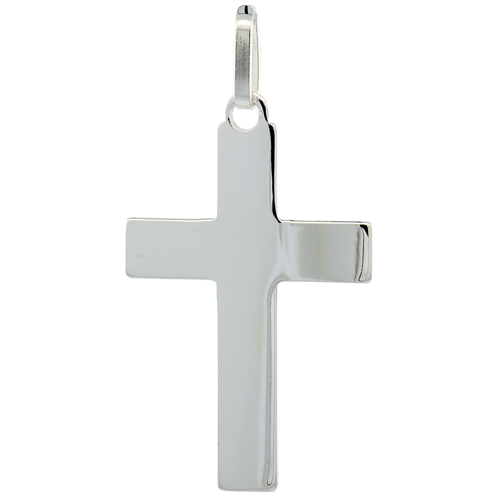 STERLING SILVER PLAIN CROSS PENDANT 1 1/4 INCH HIGH WITH NO CHAIN INCLUDED (NO CHAIN)