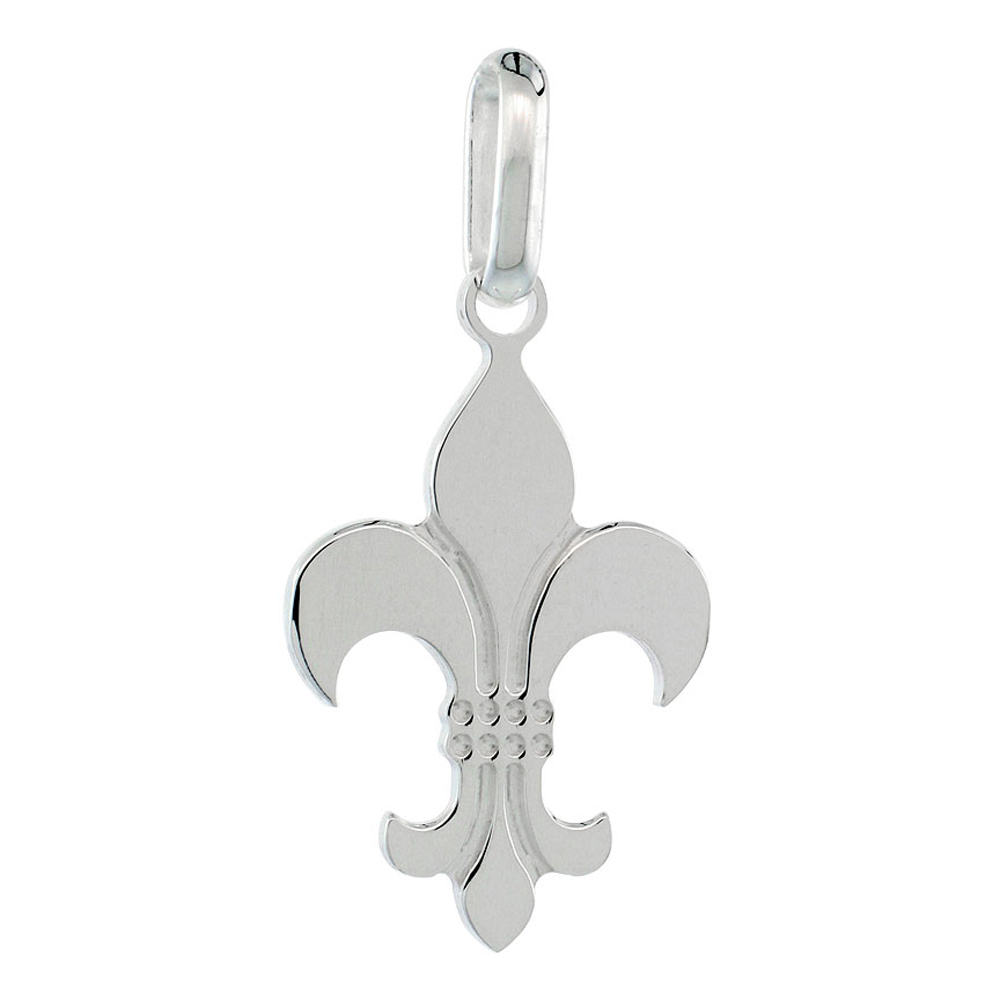 STERLING SILVER FLEUR DE LIS PENDANT 1 1/16 INCH HIGH WITH NO CHAIN INCLUDED (NO CHAIN)