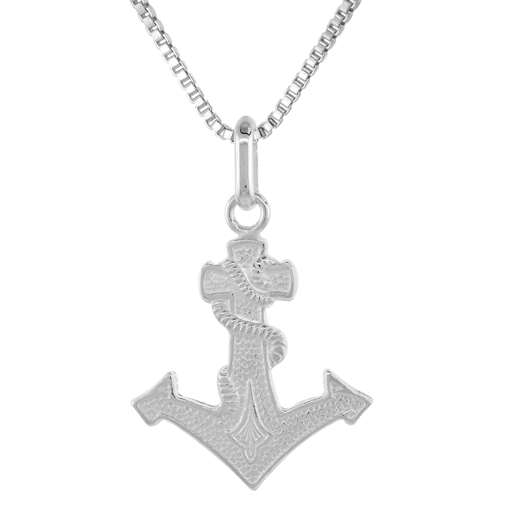 Sterling Silver Anchor Cross Pendant 1 1/8 inch high with No Chain Included