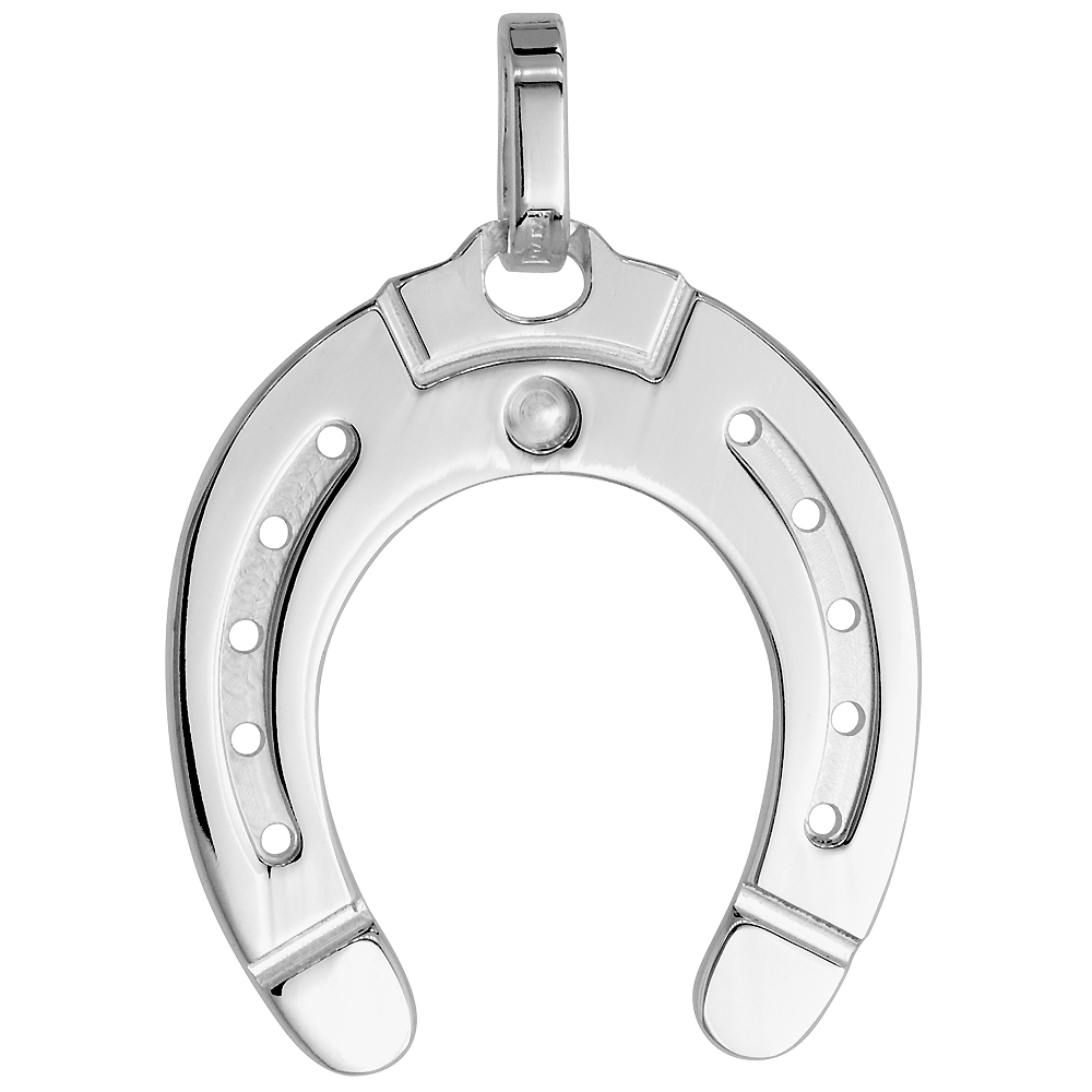 STERLING SILVER HORSESHOE PENDANT 1 INCH HIGH WITH NO CHAIN INCLUDED (NO CHAIN)