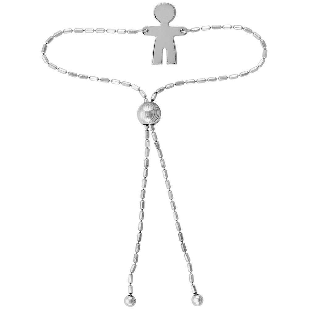 Sterling Silver Adjustable Baby Brat Boy Charm Bracelet Women 7-8 inch
