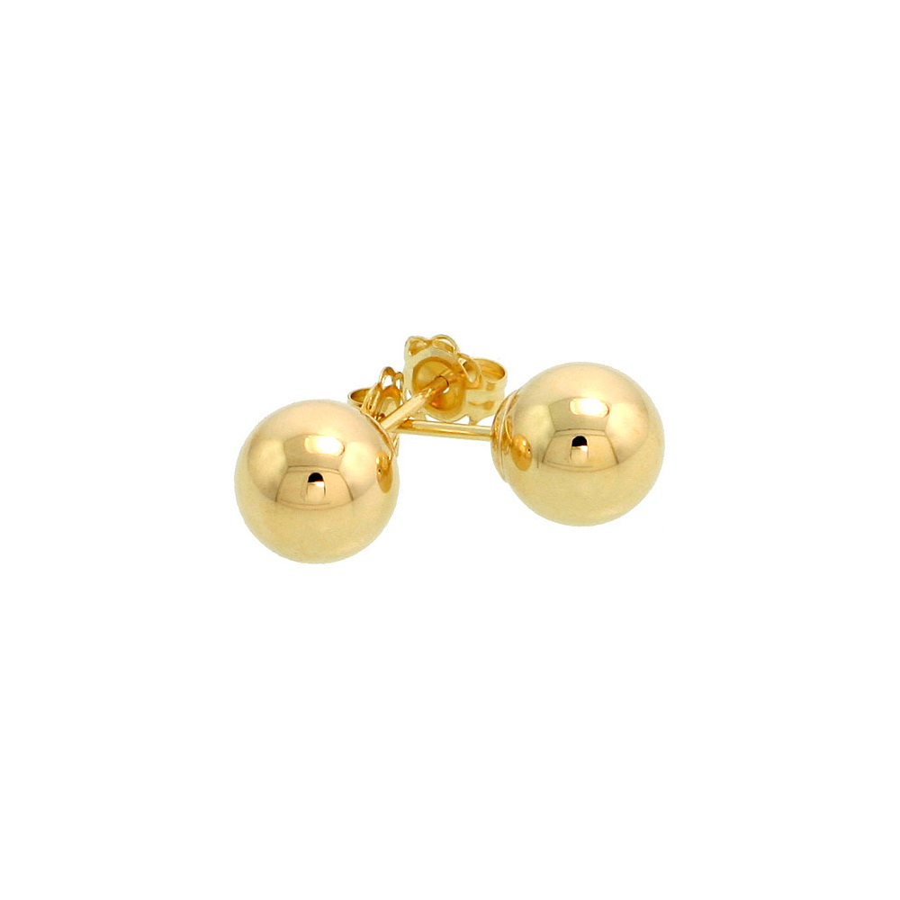 14k Yellow Gold 7mm Ball Earrings Studs