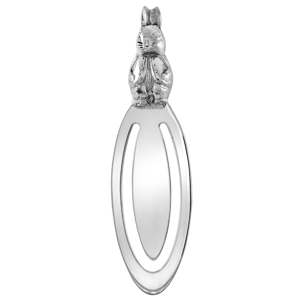 STERLING SILVER 3-D BUNNY RABBIT BOOKMARK CLIP 3 1/8 IN. (79 MM) TALL