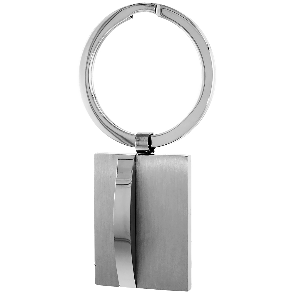 Stainless Steel Keychain Square Tag Engravable, 2 1/2 inch