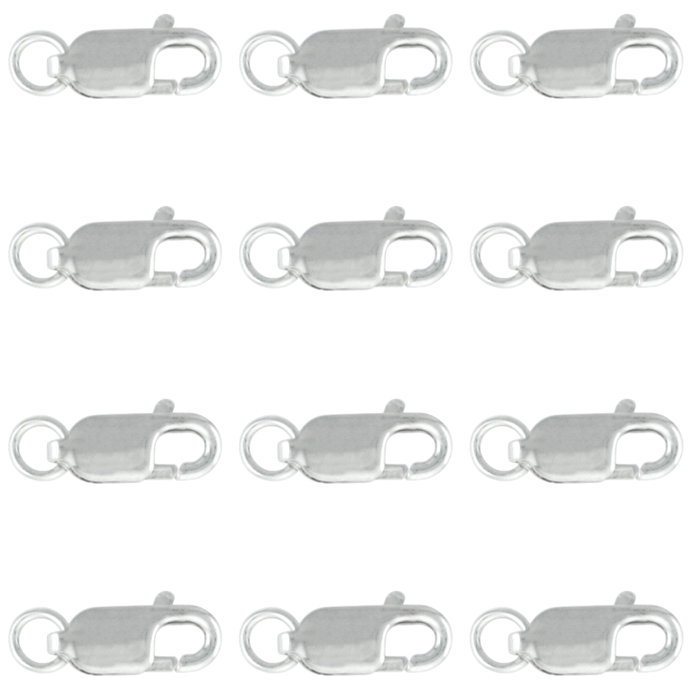 12-pcs Small Sterling Silver 10 mm Lobster Claw Clasp for Jewelry Making & Repairs Open Jump ring