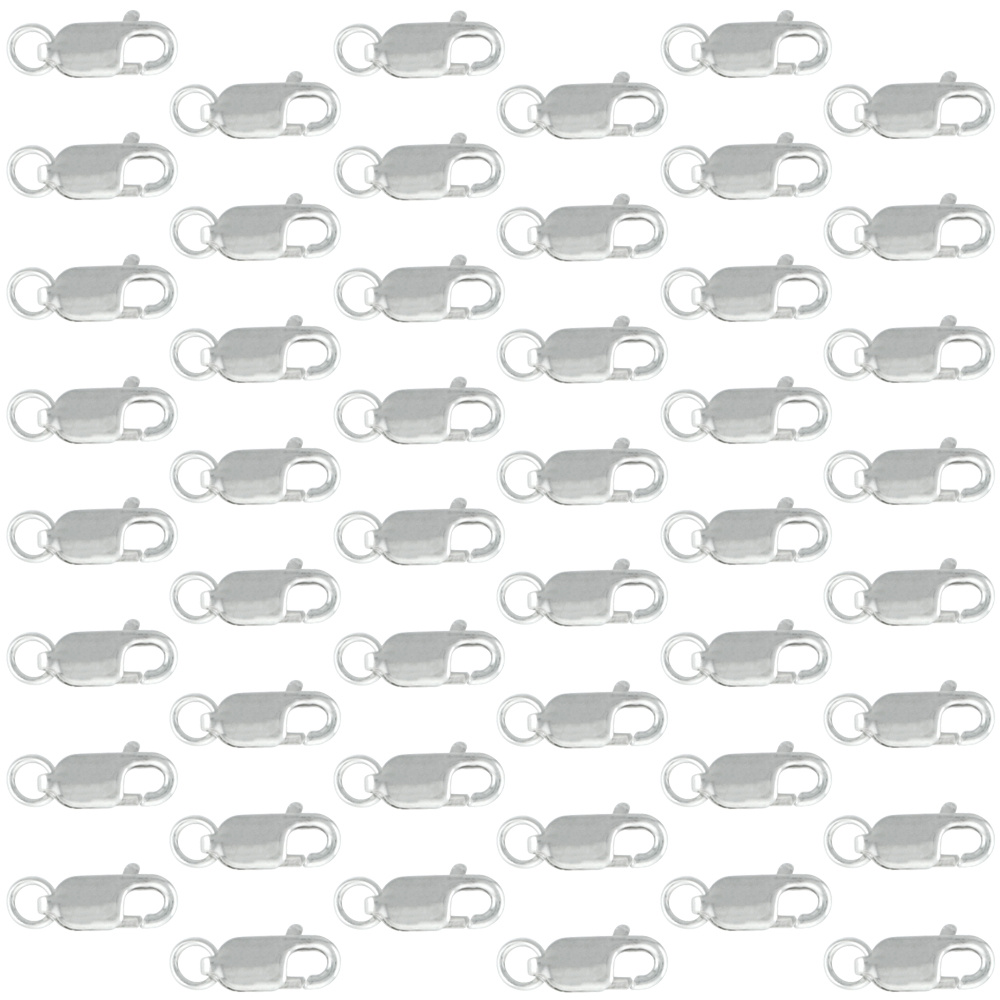 48-PCS SMALL STERLING SILVER 10 MM LOBSTER CLAW CLASP FOR JEWELRY MAKING & REPAIRS OPEN JUMP RING