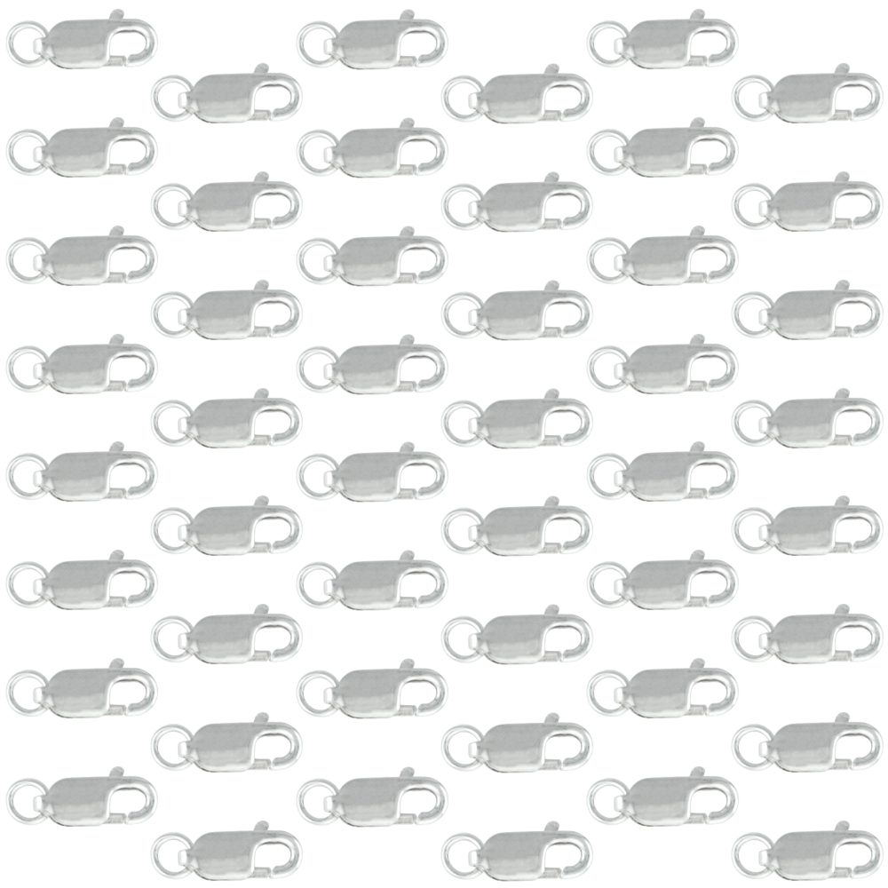 48-pcs Small Sterling Silver 10 mm Lobster Claw Clasp for Jewelry Making & Repairs Open Jump ring