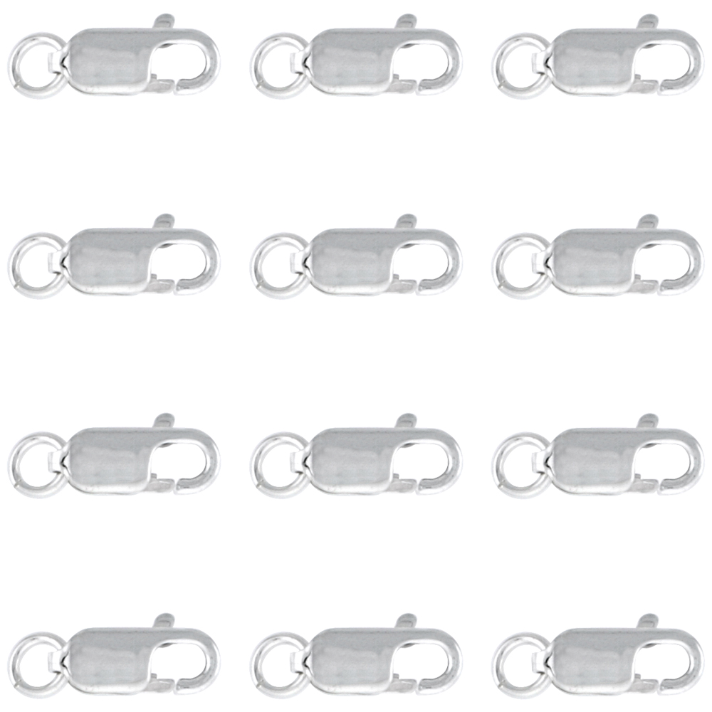 12-PCS STERLING SILVER 12 MM LOBSTER CLAW CLASP FOR JEWELRY MAKING & REPAIRS OPEN JUMP RING