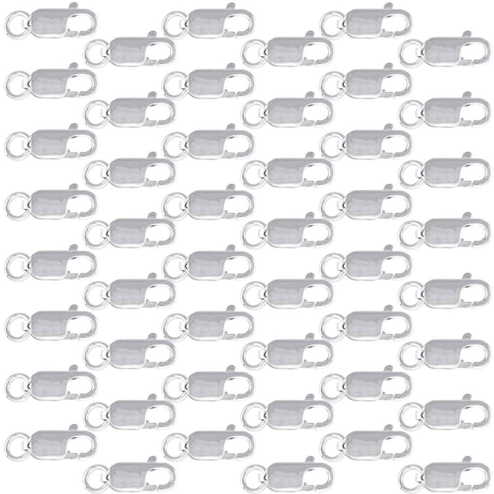 48-PCS STERLING SILVER 12 MM LOBSTER CLAW CLASP FOR JEWELRY MAKING & REPAIRS OPEN JUMP RING