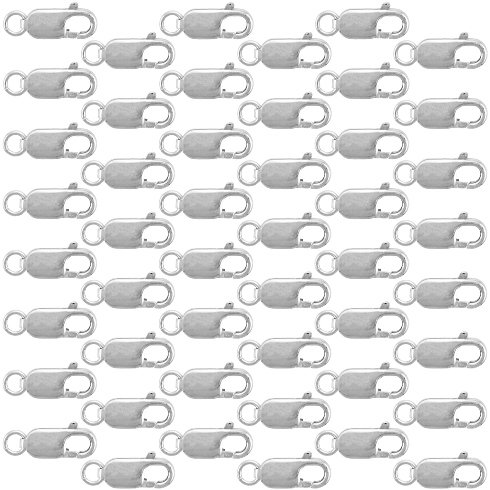 48-PCS STERLING SILVER 14 MM LOBSTER CLAW CLASP FOR JEWELRY MAKING & REPAIRS OPEN JUMP RING