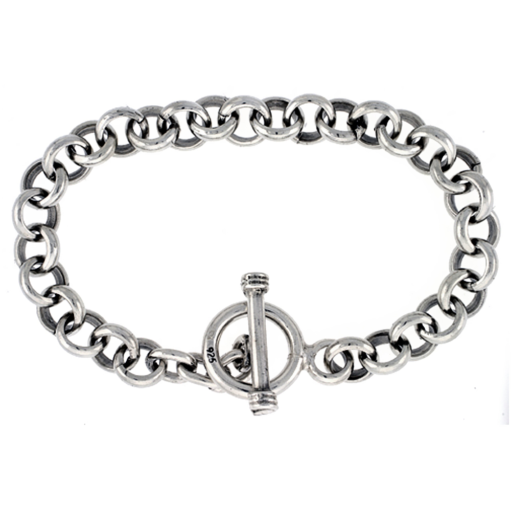 STERLING SILVER ROUND ROLO LINK BRACELET SIZES 8, 8.5 & 9 INCH