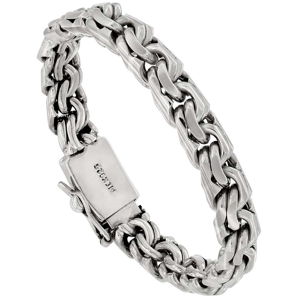 Gent&#039;s Sterling Silver Garibaldi Link Bracelet Handmade 1/2 inch wide, sizes 8, 8.5 &amp; 9 inch