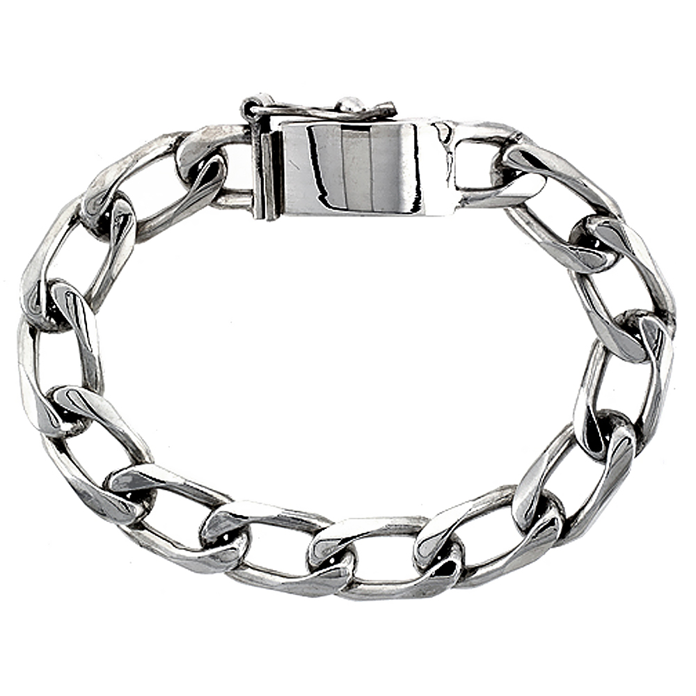 Gent&#039;s Sterling Silver Cuban Link Bracelet Handmade 3/8 inch wide, sizes 8, 8.5 &amp; 9 inch