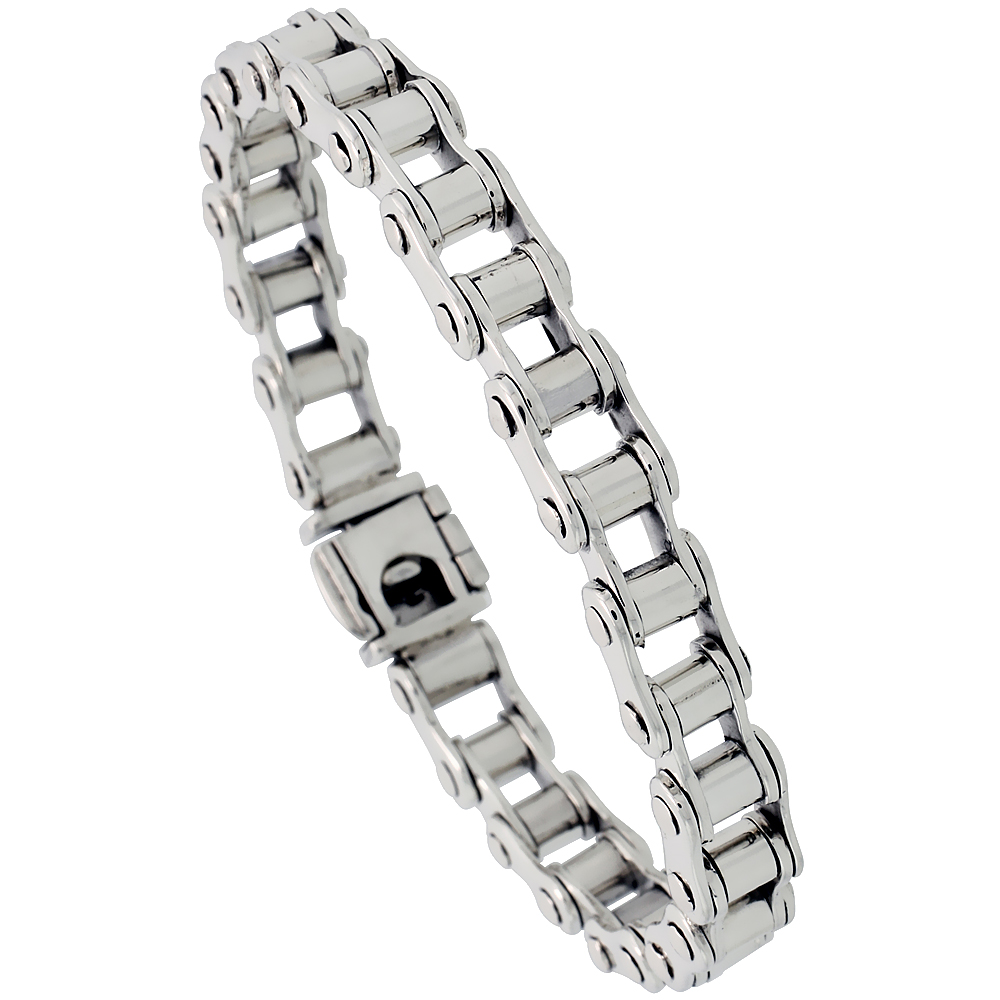 Sterling Silver Bicycle Chain Bracelet Handmade 5/16 inch wide,, sizes 8, 8.5 & 9 inch