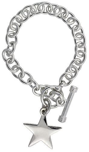 Sterling Silver Heavy Oval Rolo Link w/ Star Tag Bracelets and Necklaces , sizes 7, 8 &amp; 18 inch