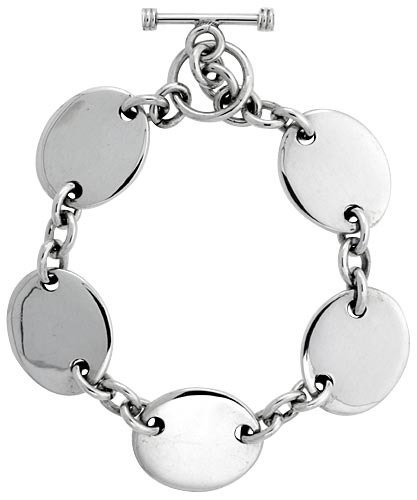 Sterling Silver Heavy Rolo Link w/ Oval Tag Bracelets and Necklaces, sizes 7, 8 &amp; 18 inch