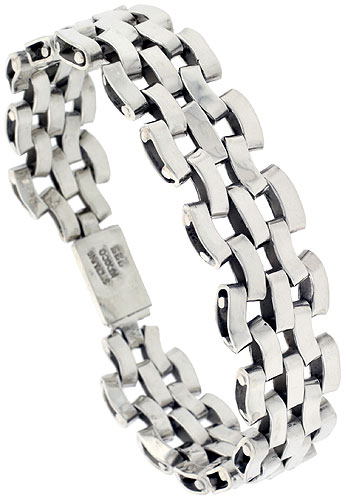 Sterling Silver Wavy Pantera Type Bracelet 5/8 inch wide, sizes 8, 8.5 &amp; 9 inch