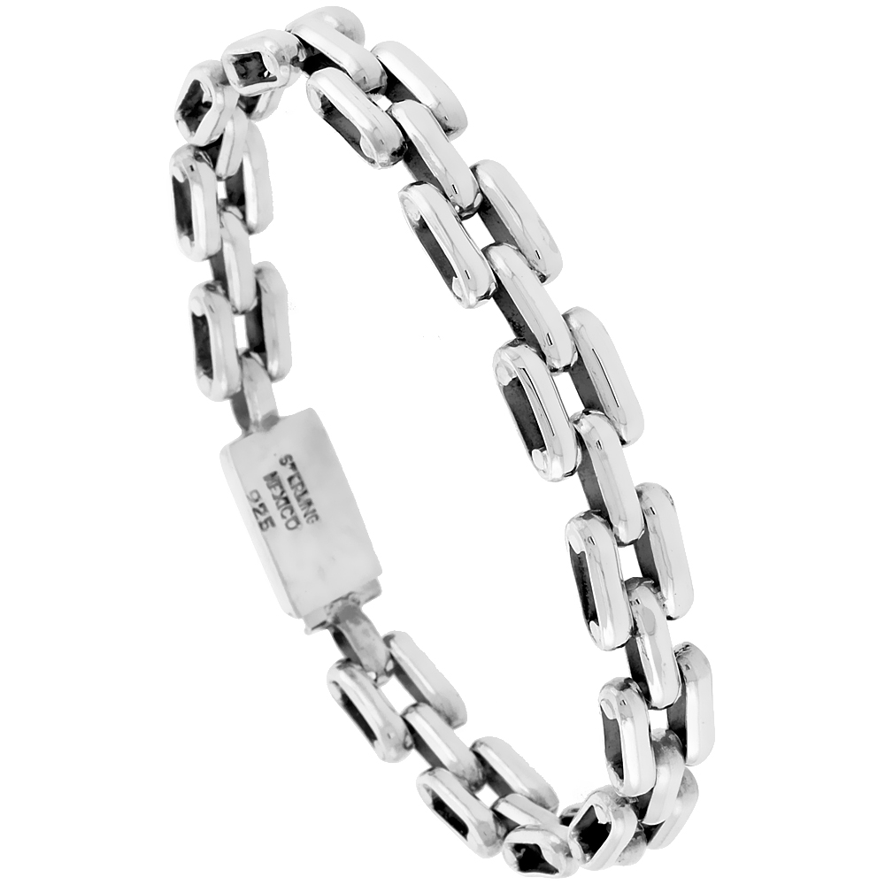 Sterling Silver Bar Link Bracelet 5/16 inch wide, sizes 8, 8.5 &amp; 9 inch