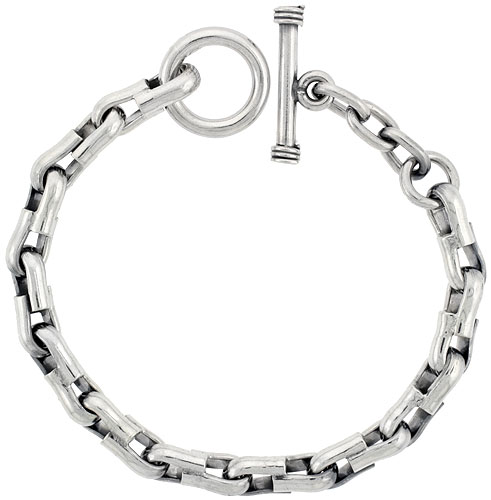Sterling Silver U-shaped Links Bracelet Toggle Clasp Handmade 5/16 inch wide, sizes 8, 8.5 &amp; 9 inch 