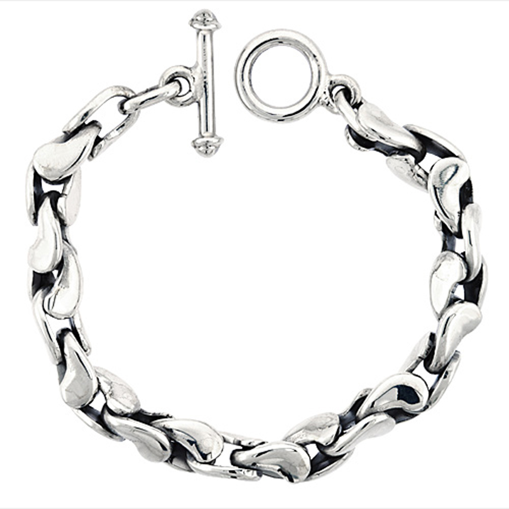 Sterling Silver Kidney Link Bracelet, 5/16 inch wide, sizes 8, 8.5, 9, 22, &amp; 24 inch
