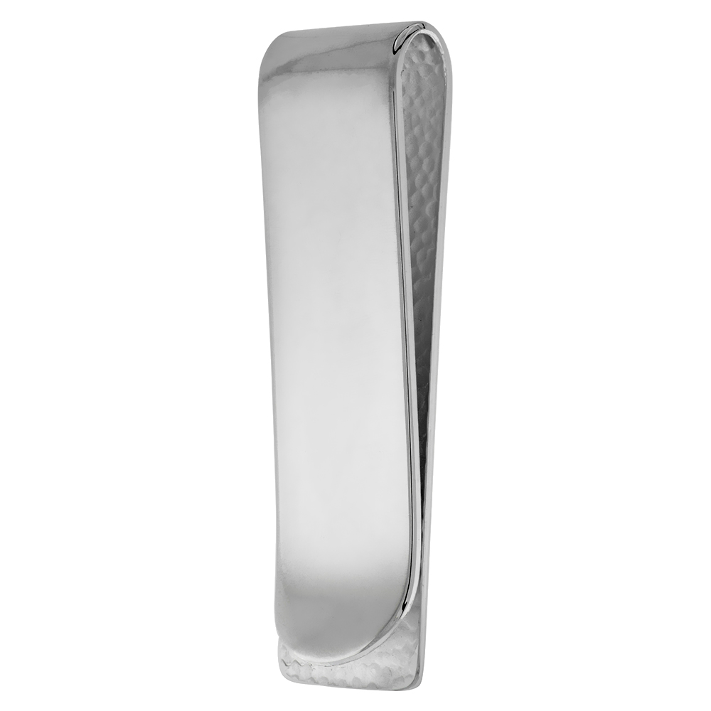STERLING SILVER MONEY CLIP PLAIN NARROW MADE IN ITALY 5/8 X 2 INCH