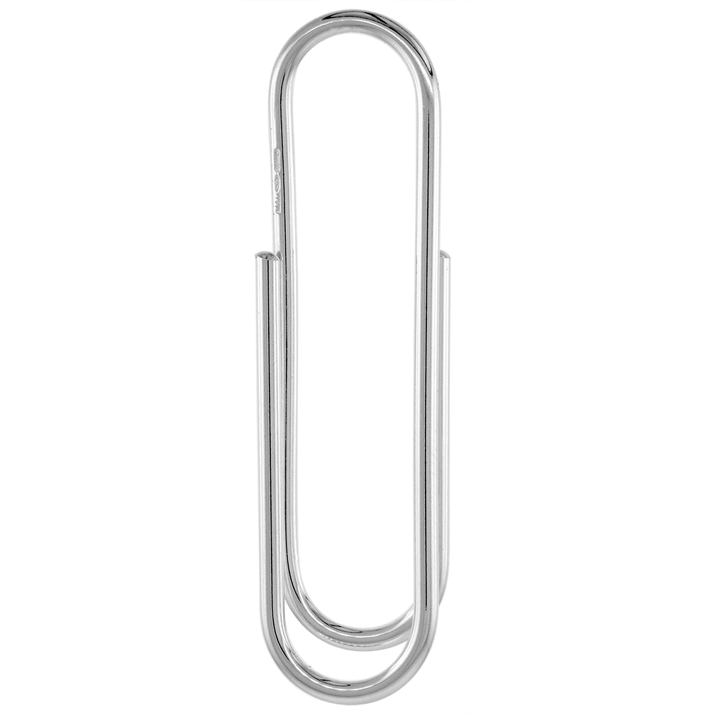 STERLING SILVER PAPER CLIP MONEY CLIP MADE IN ITALY 2 3/8 X 5/8 INCH
