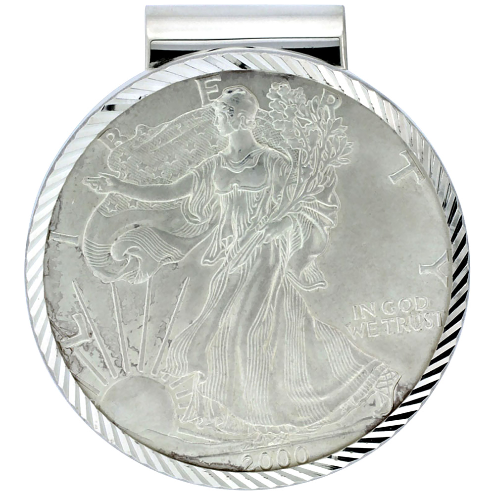 STERLING SILVER EAGLE MONEY CLIP 1 OZ COIN INCLUDED