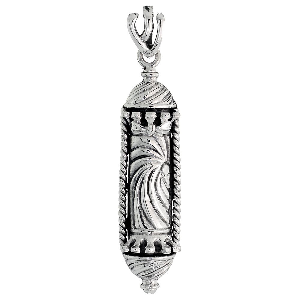 STERLING SILVER MEZUZAH PENDANT W/ NO PARCHMENT, 2 INCH