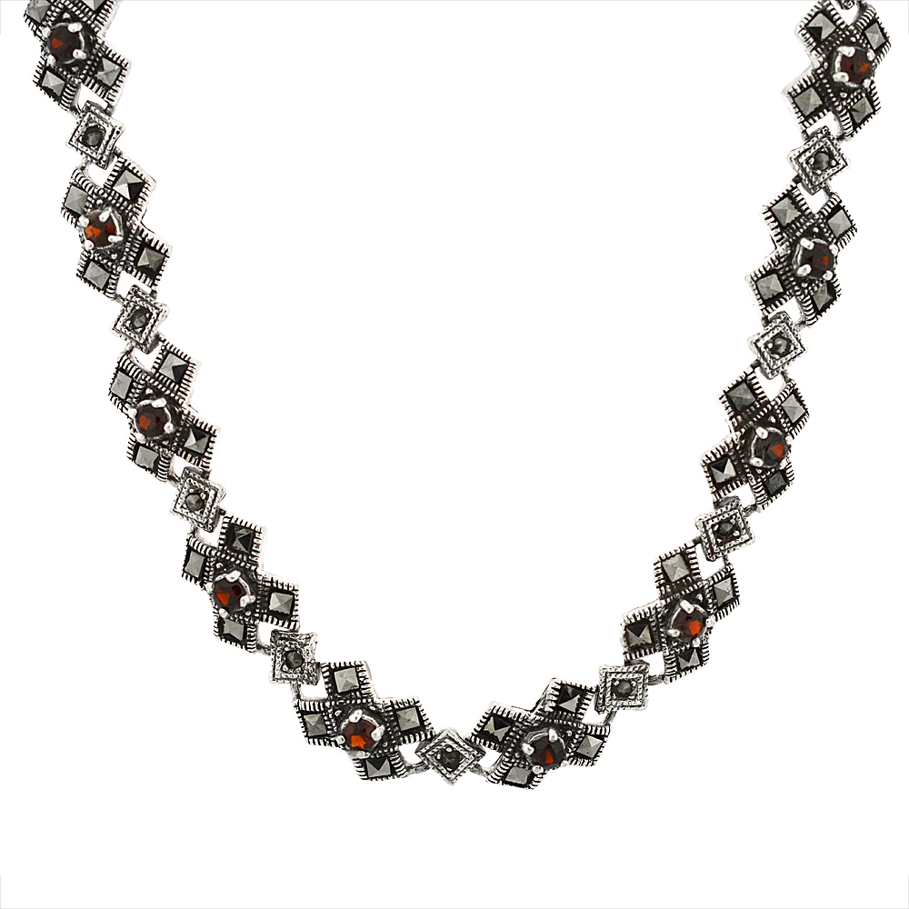 Sterling Silver Cubic Zirconia Garnet Kiss Necklace, 16 inch long