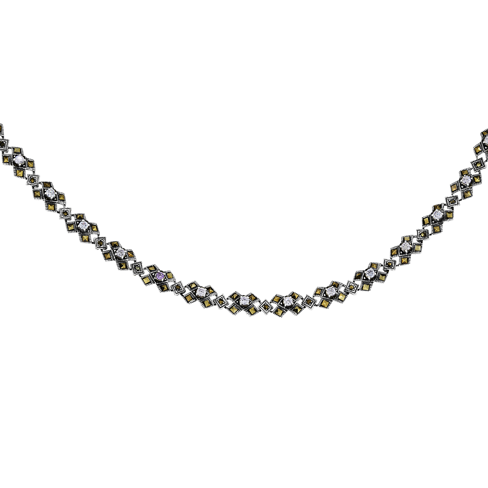 Sterling Silver Cubic Zirconia Lavender Kiss Necklace, 16 inches long