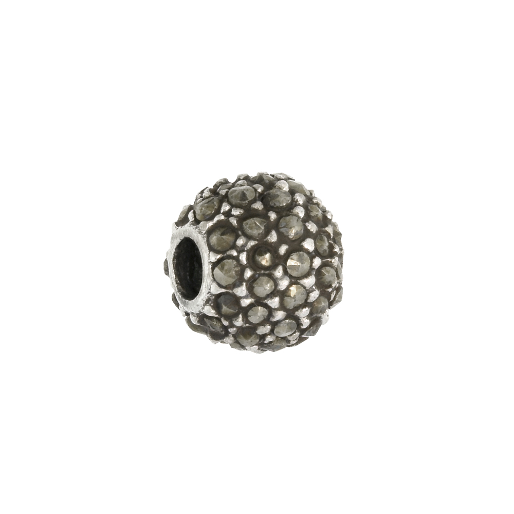 STERLING SILVER 7MM MARCASITE BEAD CHARM