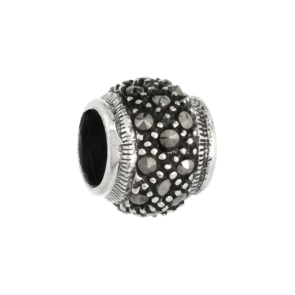 Sterling Silver 9mm Marcasite Bead Charm