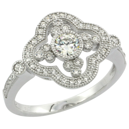 Ladies Sterling Silver Celtic Design Micro Pave CZ Ring 9/16 inch wide, sizes 6 - 9