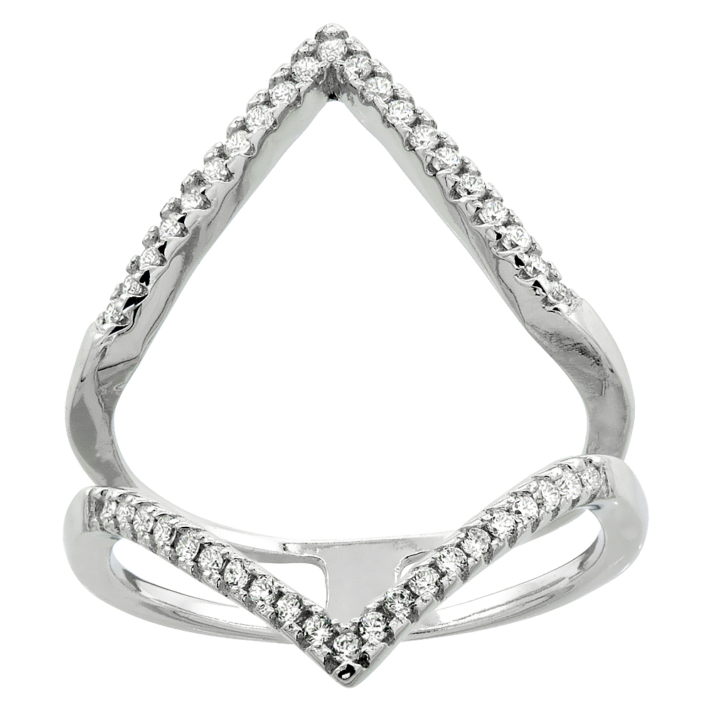 Sterling Silver Cubic Zirconia Open Ring Micro pave 13/16 inch wide, sizes 6 - 9