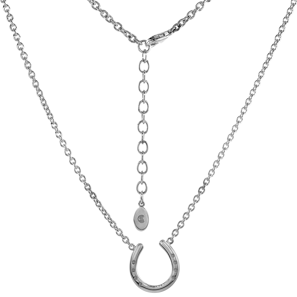 3/4 inch wide Sterling Silver Horseshoe Necklace for Women Flawless High Polished finish 18-20 inch