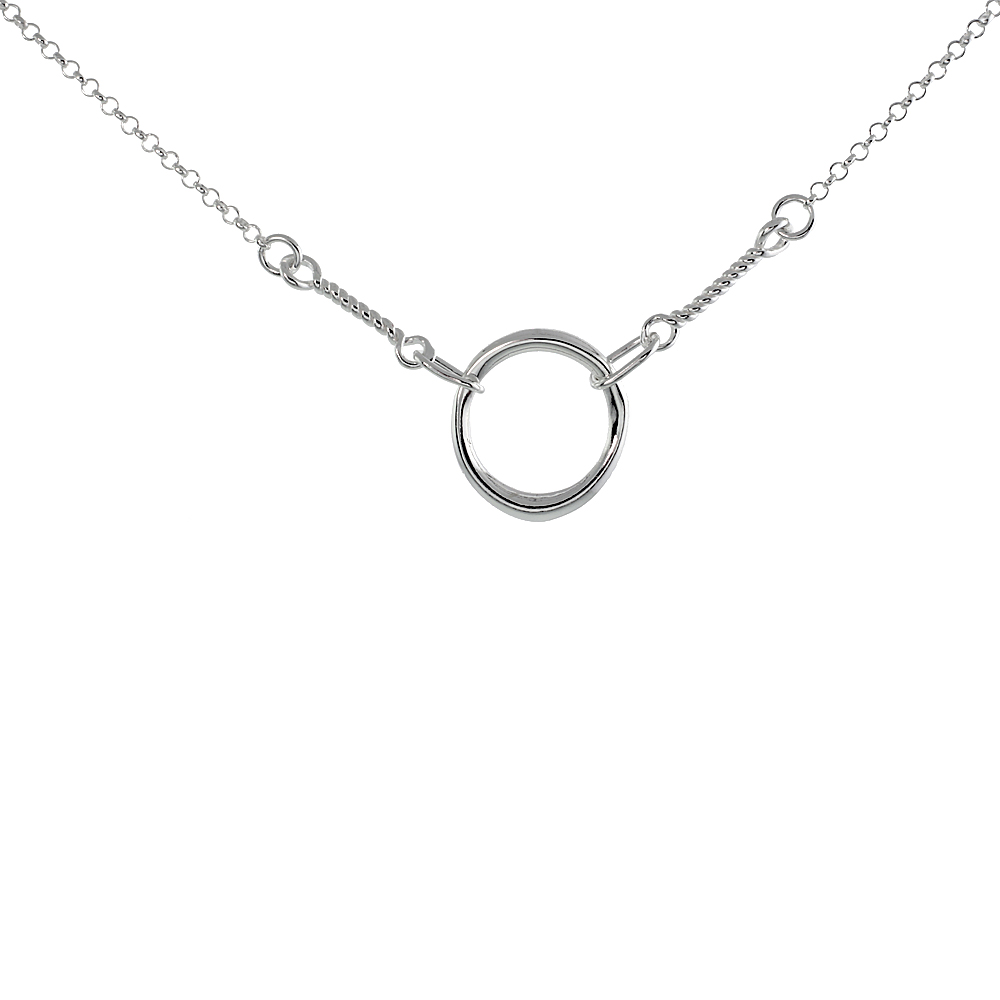 STERLING SILVER CIRCLE OF LIFE NECKLACE, 16 INCHES