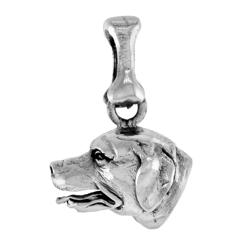 Sterling Silver Labrador Retriever Dog Pendant Head Profile