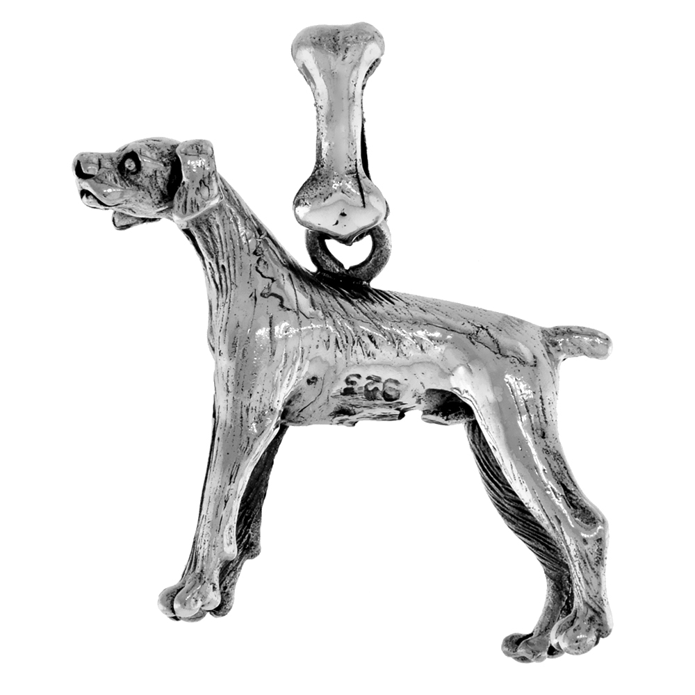 Sterling Silver Pointer Dog Pendant 3-D full Body